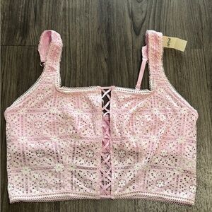 Aerie Pink Lace Crop Top